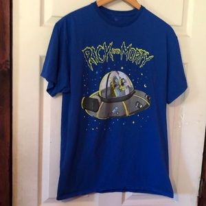 Rick & Morty Blue Graphic T-Shirt Mens Large L Cartoon Network Adult Swim
